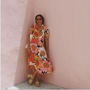 Farm Rio Colorful Sunflowers midi dress